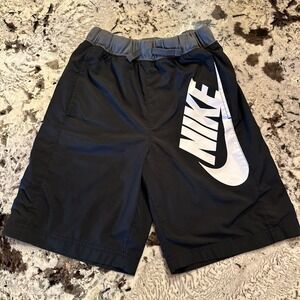 Nike Swim Shorts Boys Black White Youth Swim Trunks Size Large Fully Lined EUC